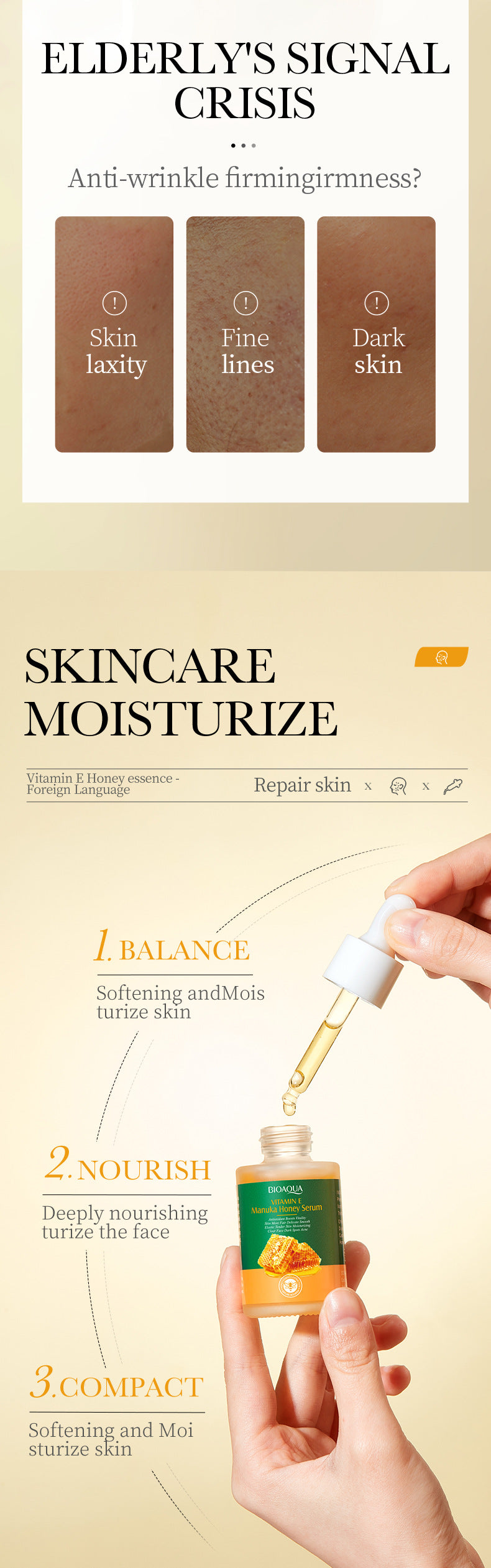 Vitamin E Essence30ml BIOAOUA Honey hydrating moisturizing wholesale for cross-border trade