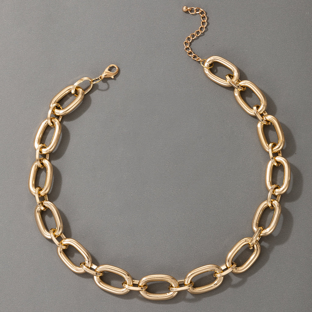 European and American Ornament Fashion Hip-Hop Short Thick Chain Geometric Necklace Metal Exaggerated Necklace