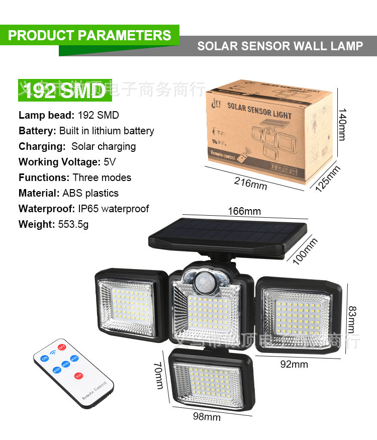 New Solar Wall Light Split Body Sensor Street Light Remote Control Garden Light LED Waterproof Garden Light