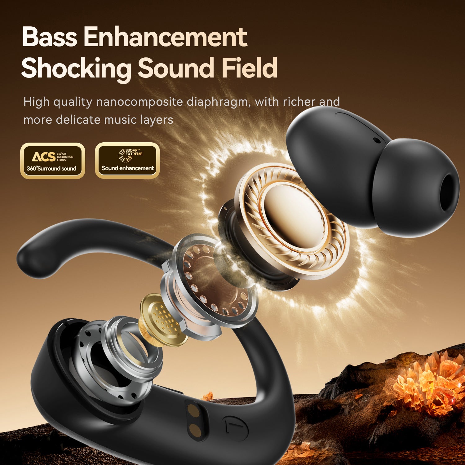 New M145Long Battery Life Ear-Hook and In-Ear Headphones Private Model Low Latency Wireless Bluetooth Earphones