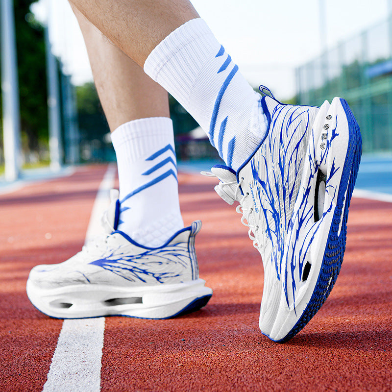 Autumn Winter Double Mesh Thickened Comfortable Rotating Buckle Fluorescent Versatile Running Shoes Youth Carbon Plate Really Soft Sole Sports Shoes