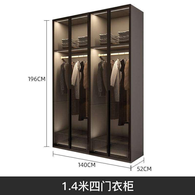 Modern Minimalist Wardrobe for Home Bedroom Cloakroom Glass Door Wardrobe Combination Small Apartment Wardrobe Light Luxury Free Shipping