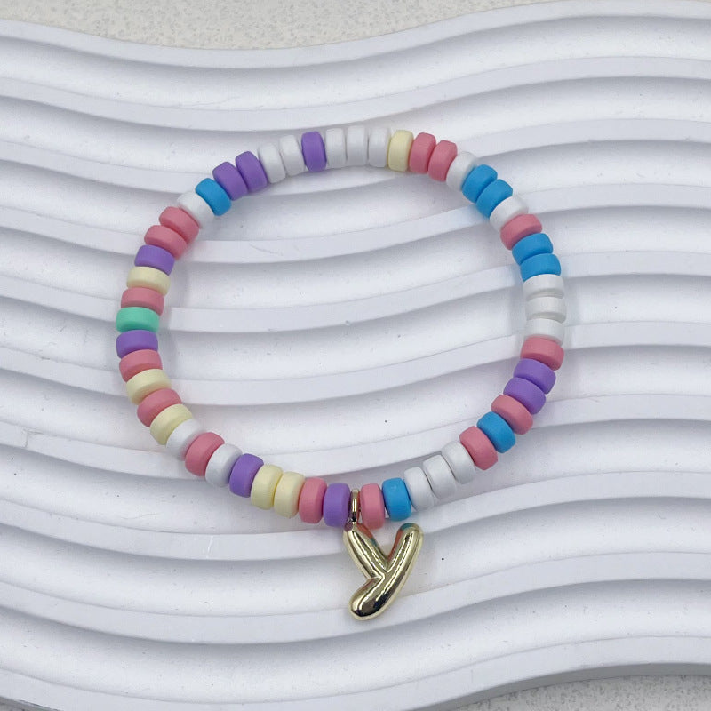 Bubble Balloon Letter Bracelet Best Friend Friendship Gift Sweet Bracelet Colorful Soft Clay Abacus Bead Bracelet