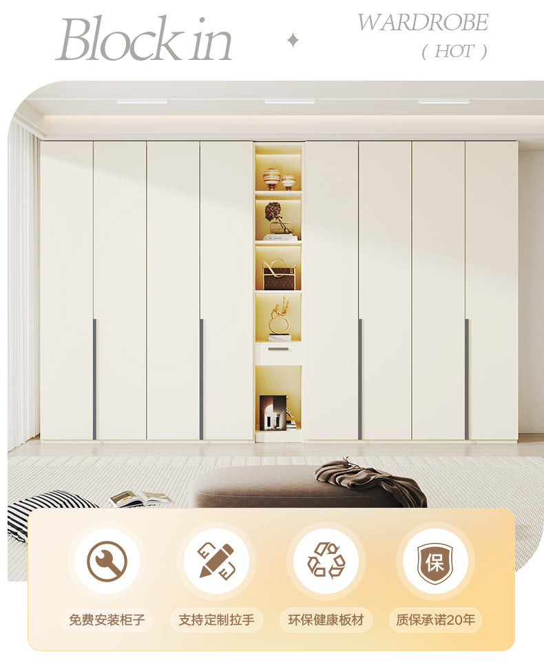 Custom Wardrobe One-Door to Ceiling Combination Home Bedroom Furniture Simple Modern European Pine Board Storage Closet