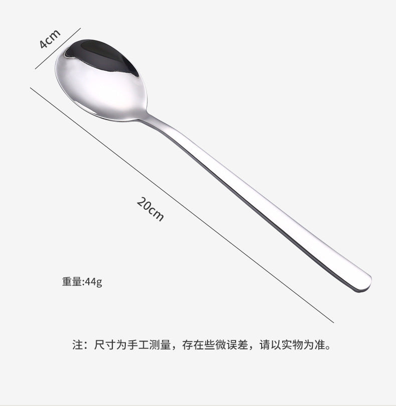 304Stainless Steel Spoon Korean Style Long Handle Stirring Spoon Coffee Spoon Household Eating Soup Spoon Customizable by Manufacturer