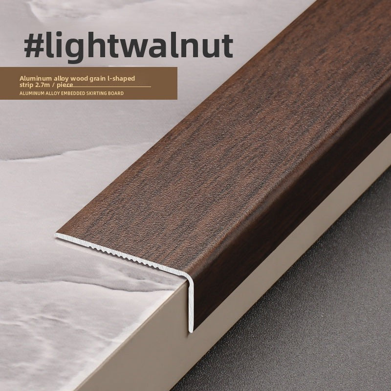 Aluminum alloy wood grain L Right-angle ultra-narrow wood flooring edge trim strip7Door threshold edging trim, wardrobe corner fastener strip