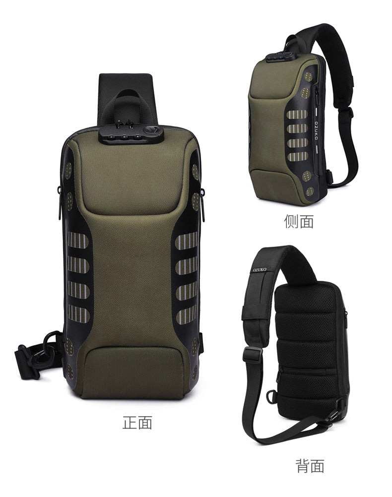 OZUKO Men's Chest Bag Anti-Theft Waterproof Chest Bag Trendy Fashion Crossbody Bag Large Capacity Business Shoulder Bag