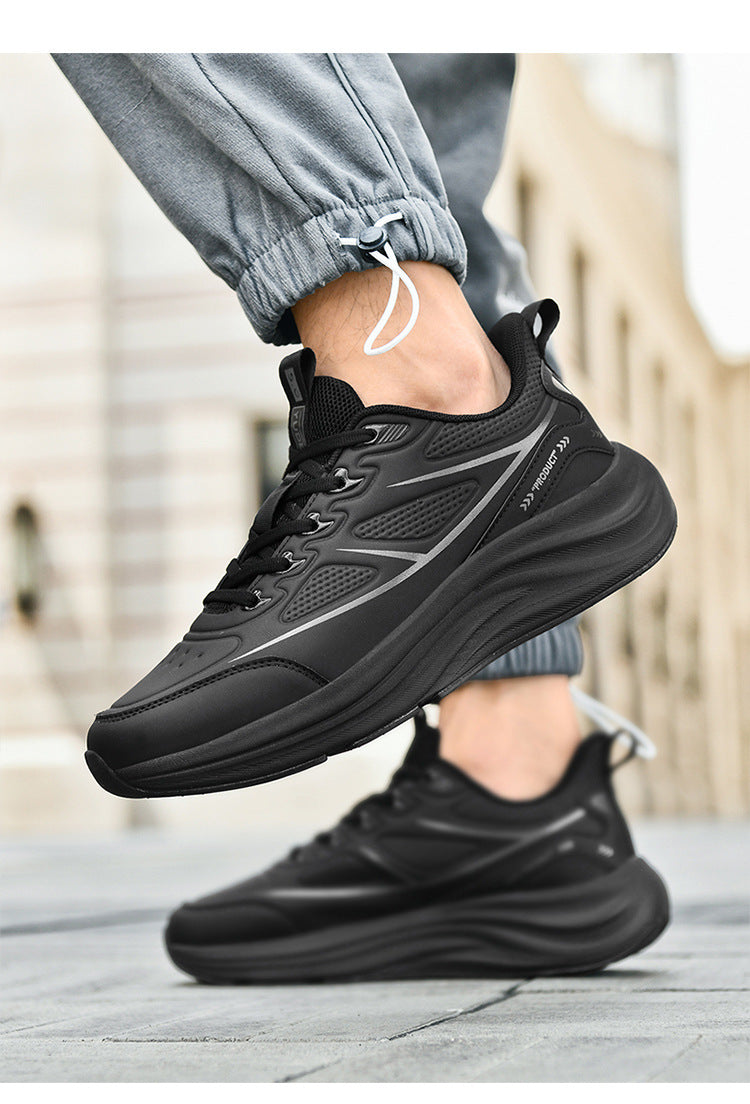 2025New Large Size Leather Waterproof Trendy Casual Men's Shoes Non-Slip Wear-Resistant Sports Shoes Shock Absorption Comfortable Running Shoes