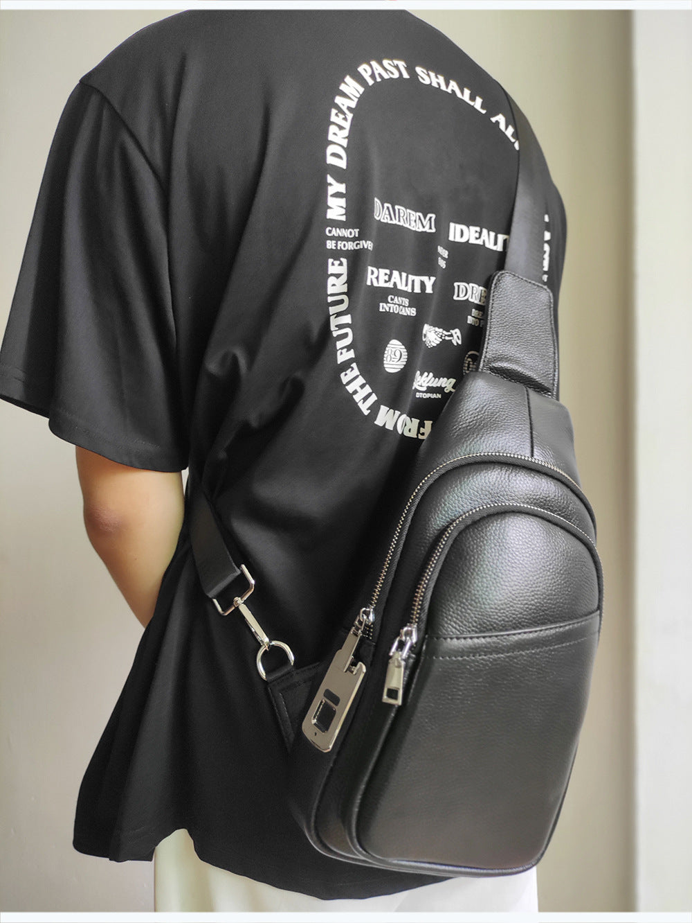 Anti-theft Fingerprint Lock Bag Top Layer Cowhide Men's Single Shoulder Crossbody Bag Multifunctional Crossbody High-end Genuine Leather Chest Bag