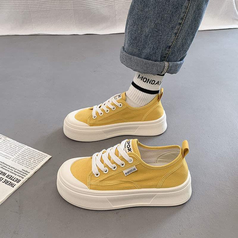 Women's Platform Canvas Shoes2025Summer New Breathable Versatile Casual Thin Height-Increasing White Sneakers