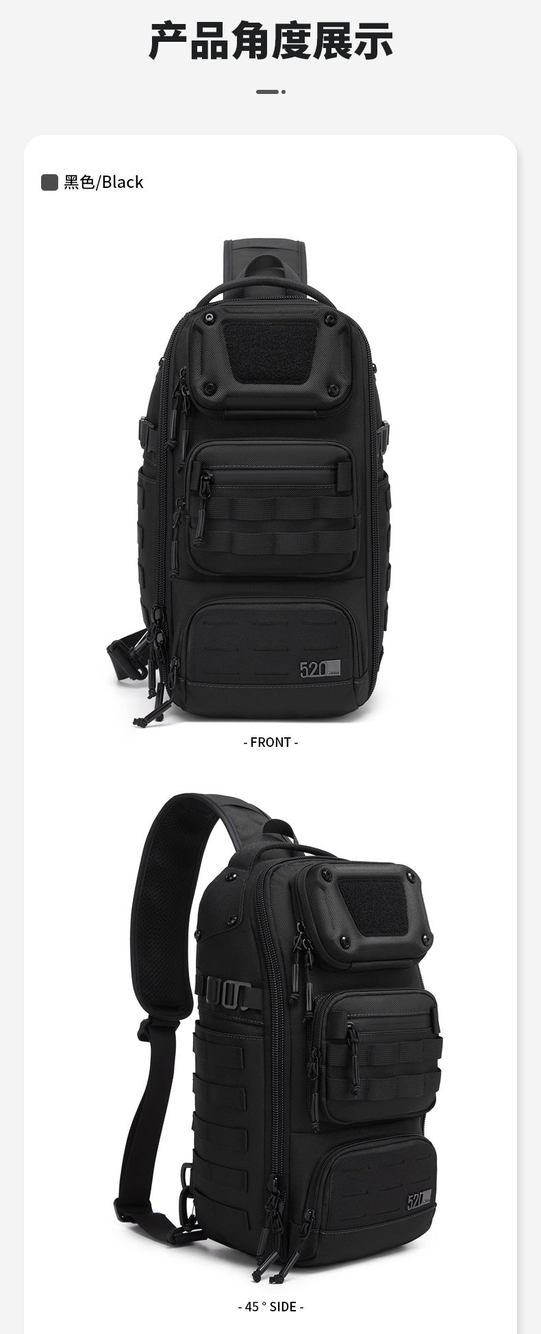 ozuko Tactical Chest Bag Men's Crossbody Bag High-end Outdoor Waterproof Multi-Function Trendy Portable Shoulder Bag