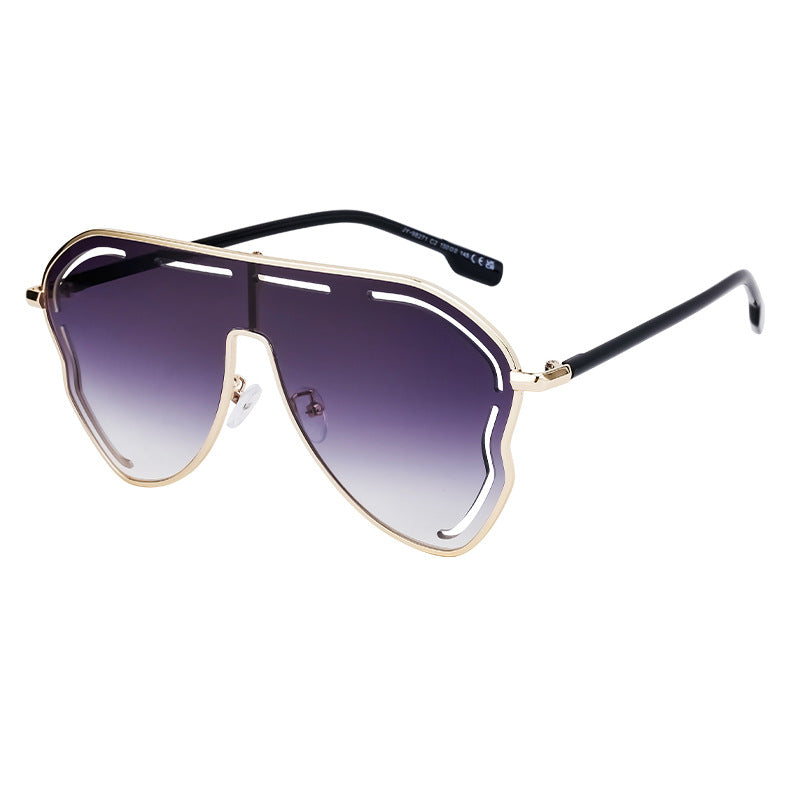 European and American Fashion Large Frame Sunglasses for Women, High-End Unique One-Piece Sunglasses, Trendy Wholesale sunglasses