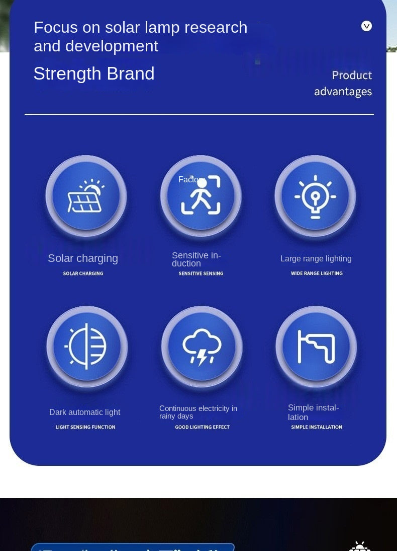 Integrated Solar Street Light Intelligent Sensor Outdoor Home Garden 1000W 2000W 3000W Solar Lamp