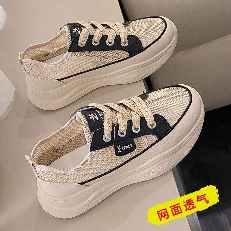 Hollow out2025Summer Dad Shoes Versatile Student Mesh Breathable Thick-Soled Casual Sneakers for Women
