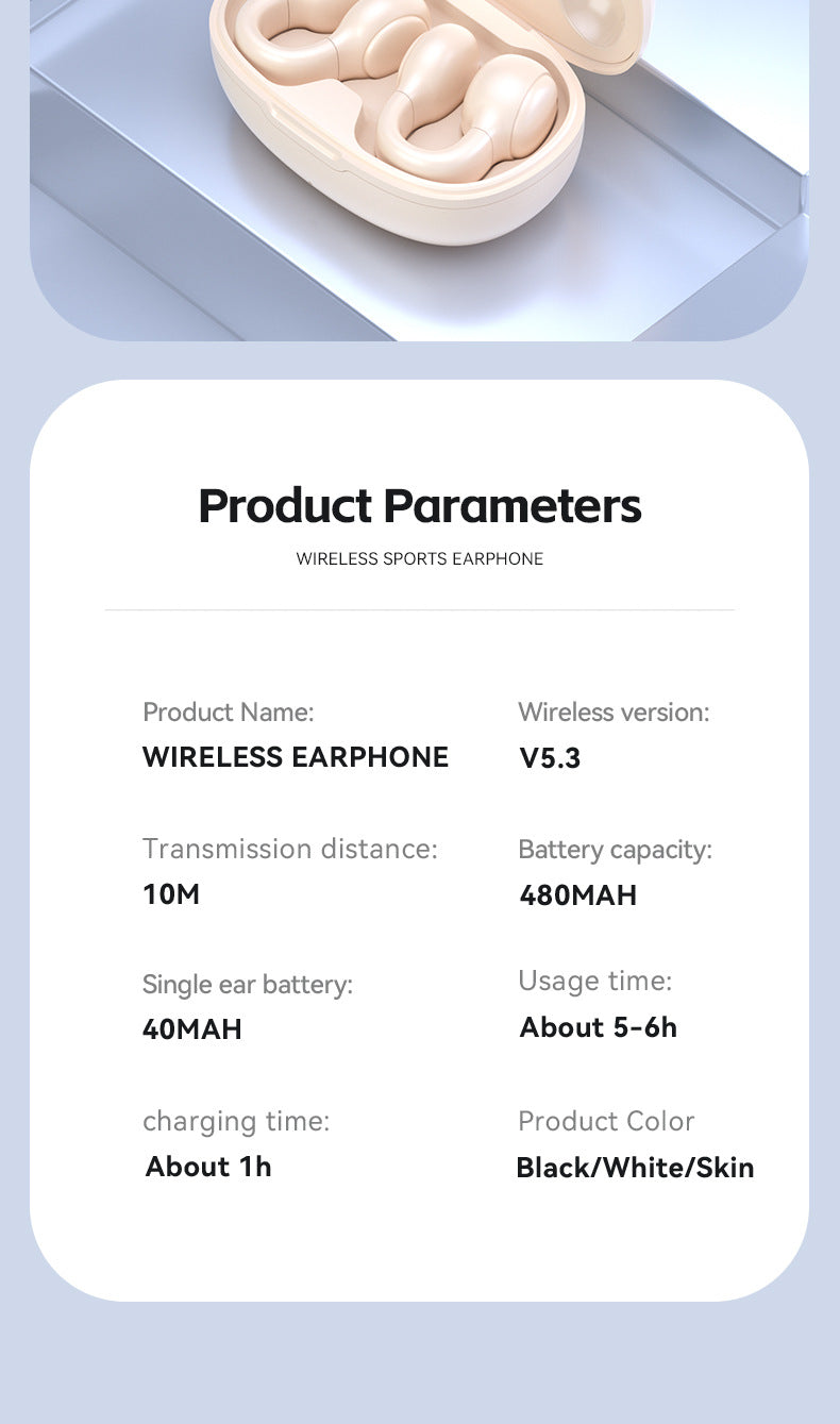 Popular M30Ear Clip Bone Conduction Sports High-End Ultra-Long Battery Life Wireless Bluetooth Earphones Wholesale
