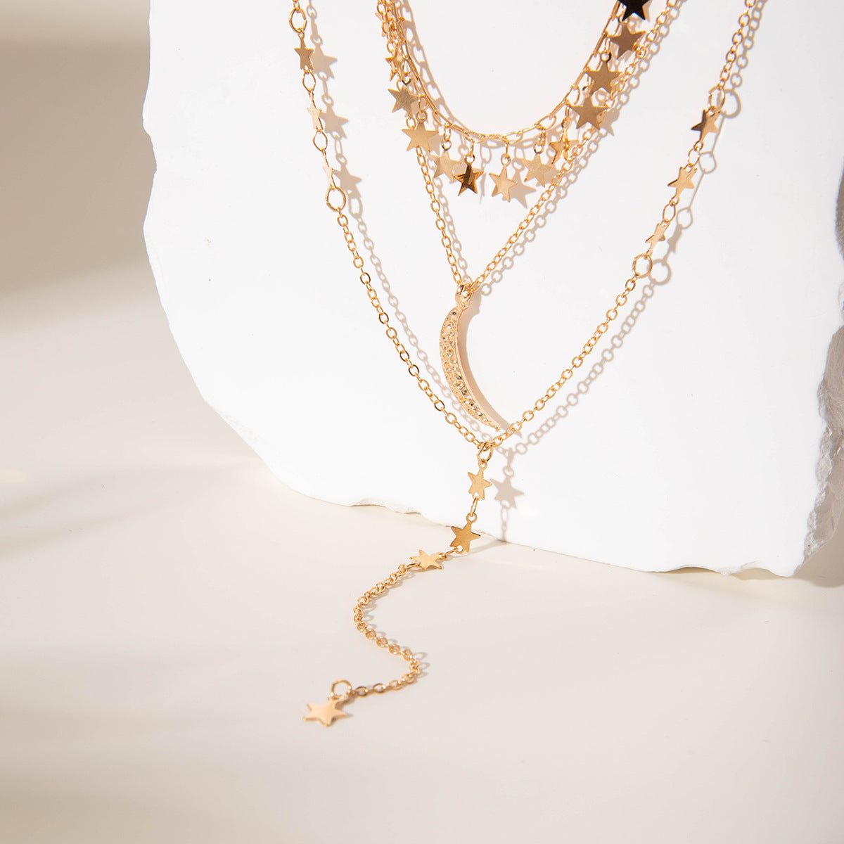 Geometric Star Tassel Chain Necklace Versatile Metal Style Sexy Multi-layer Stacking Y Type Necklace
