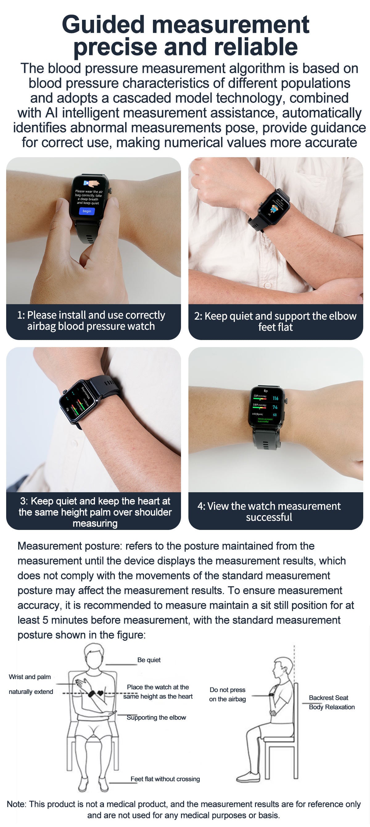 New S11Air Pump Type Precision Blood Pressure Smart Health Watch ECG Uric Acid Blood Lipid Monitoring Smart Watch