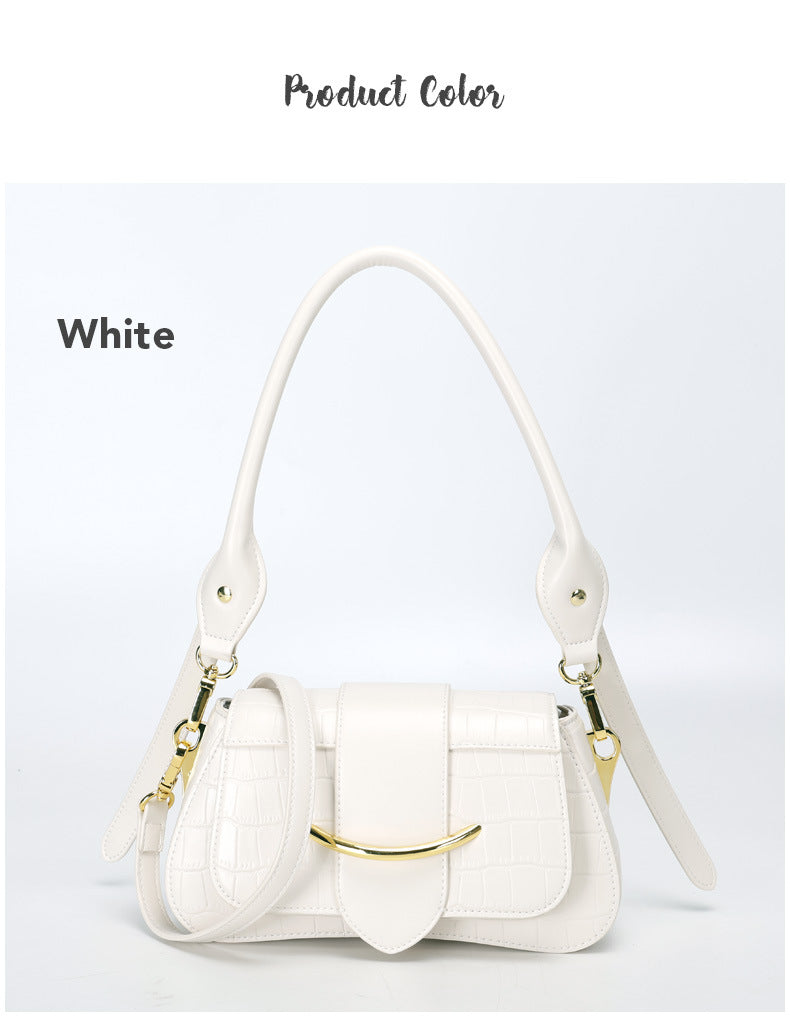 2024Spring Summer New Simple Niche Design Women's Bag Versatile Shoulder Underarm Bag Crocodile Pattern Small Square Bag Crossbody Bag