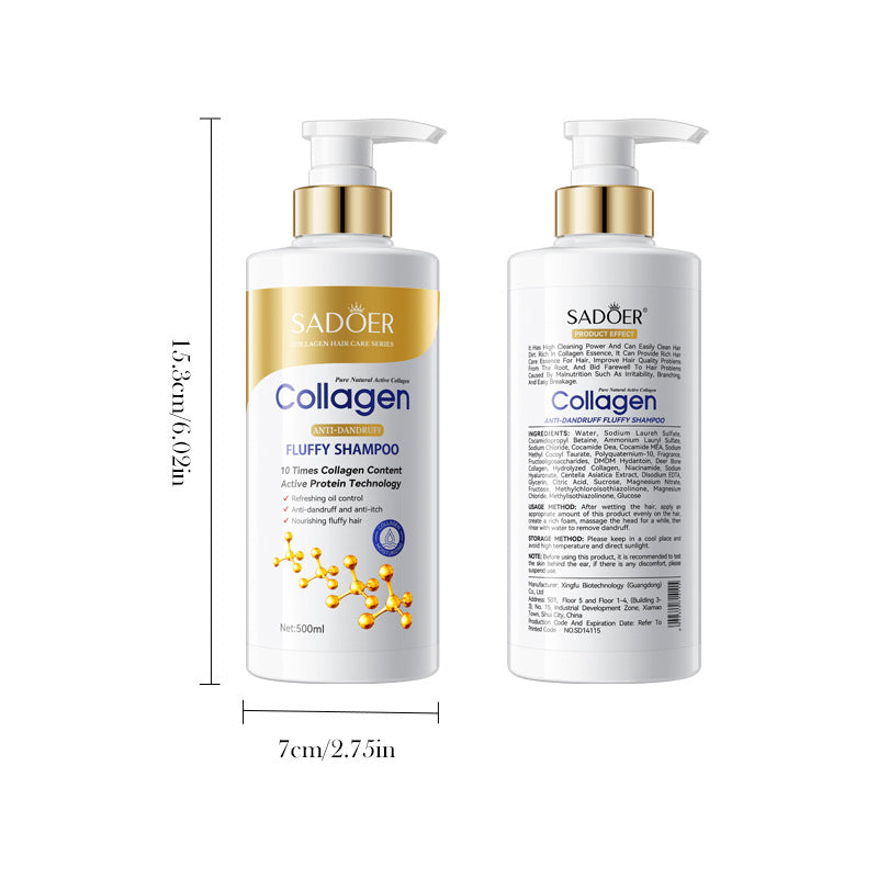 Full English Collagen Anti-Dandruff Shampoo500ml SADOER Smooth Clean Fluffy Shampoo Wholesale