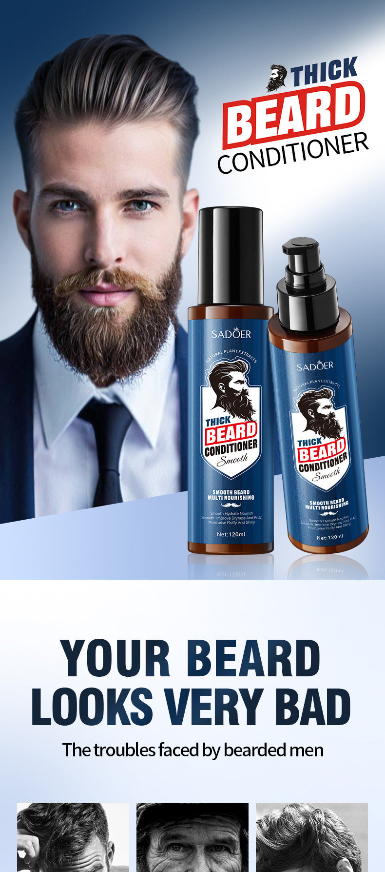 Beard Care Solution SADOER Men's Beard Moisturizing Conditioner Cross-Border Wholesale