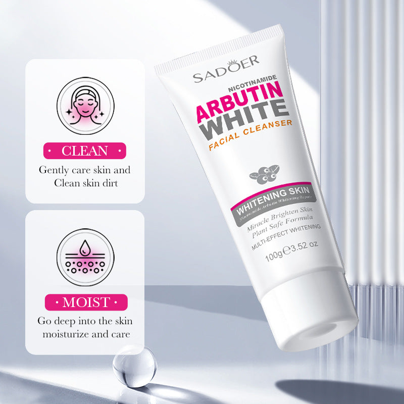 Arbutin Whitening Facial Cleanser SADOER Niacinamide Cleansing Cleanser Cross-Border Foreign Trade Wholesale