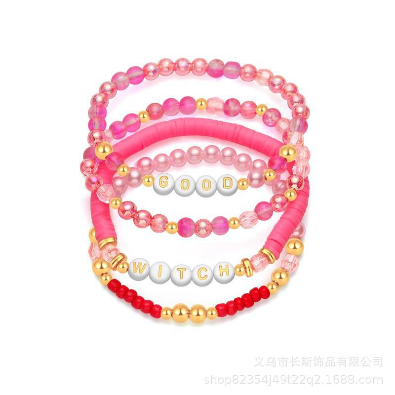 New Product WITCH Witch Bracelet Women's Friendship Gift Rice Beads GLINDA Alphabet Soft Clay Bracelet Set