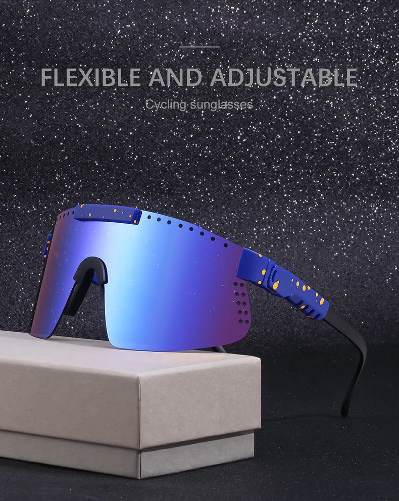 European and American Colorful Sunglasses Outdoor Cycling Windproof Sunglasses Men and Women One-piece Lens Sports Anti-ultraviolet Glasses
