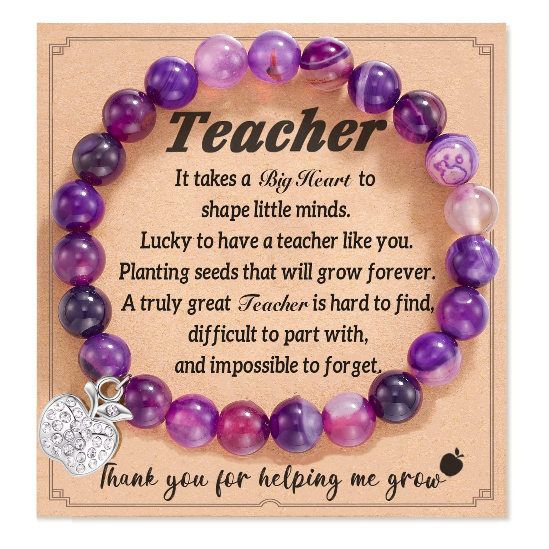 Teacher's Day Apple Pendant Bracelet Graduation Season Gift Lapis Lazuli Heart Pink Zebra Purple Agate Graduation Season Bracelet