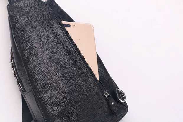 Anti-theft Bag Men's Genuine Leather Chest Bag High-end Security Password Lock Travel Outdoor Crossbody Small Backpack Men's Shoulder Bag