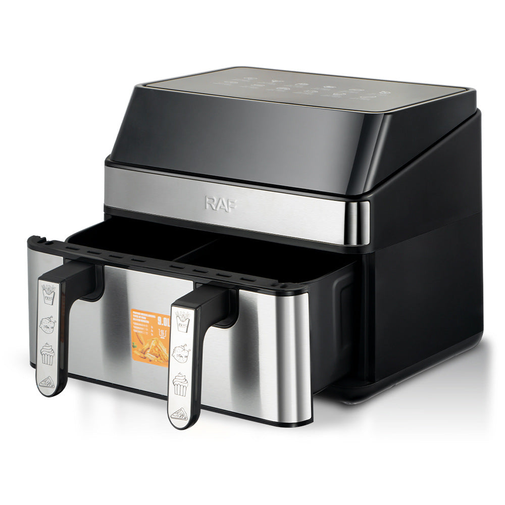 RAF Air Fryer Double Pot European Standard Large Capacity Multi-Function Oil-Free Touchscreen9L Household Electric Deep Fryer