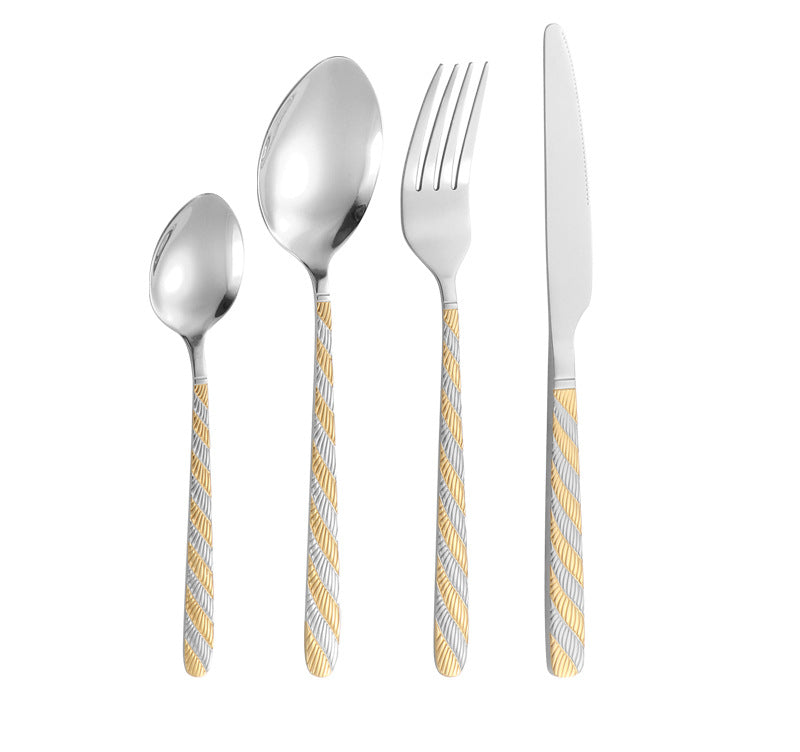 410Stainless Steel Tableware Hotel Restaurant Hemp Rope Pattern Knife Fork Spoon24Set of Western Steak Knives and Forks