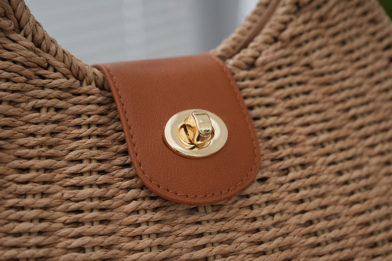Crossbody Women's Bag New Fashion Single Shoulder Straw Bag Niche Handbag Vacation Beach Bag Korean Style Straw Bag Woven Bag