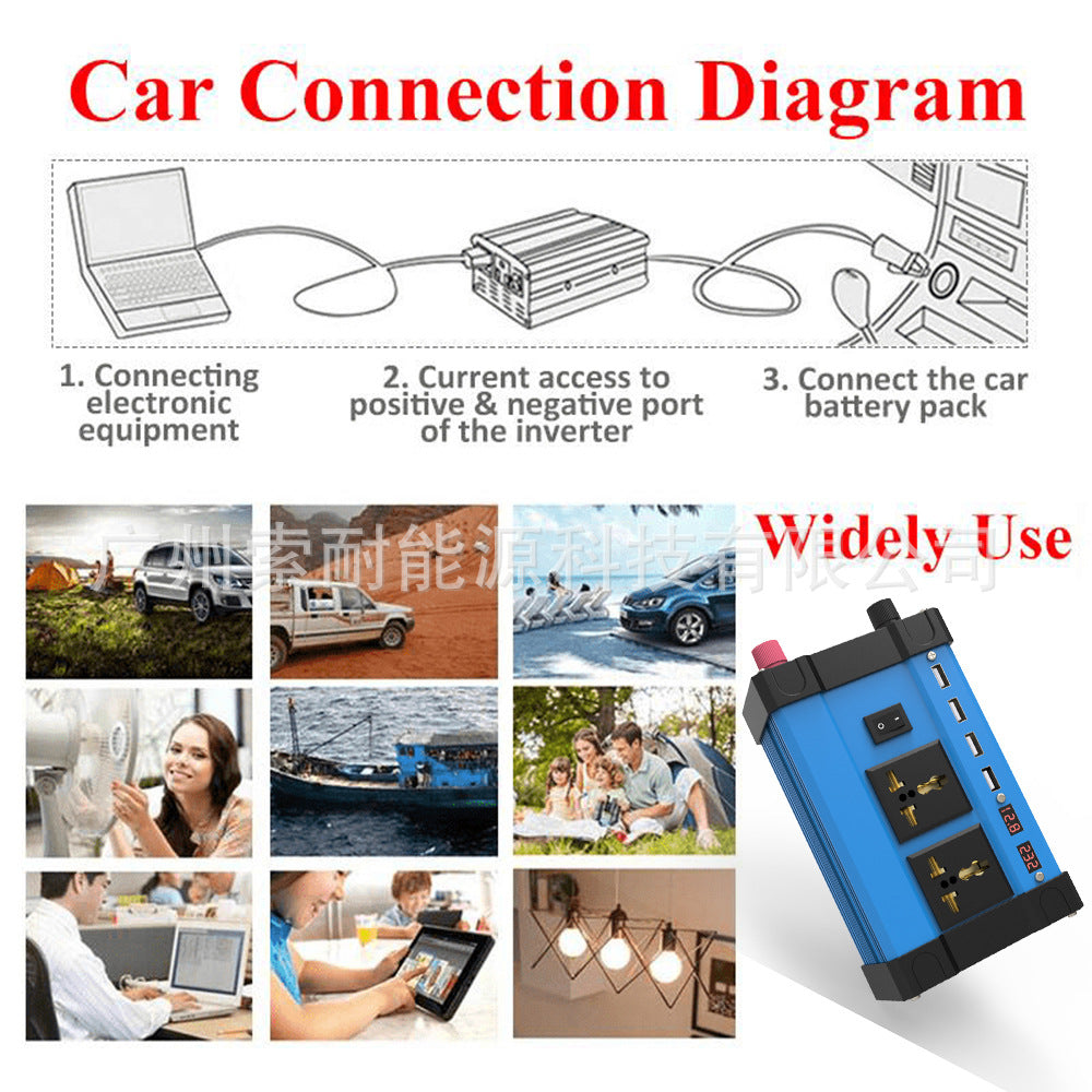 Car Converter Automotive Small Appliances300W/500W Inverter12V Turn110V/220V 4USB 2Socket