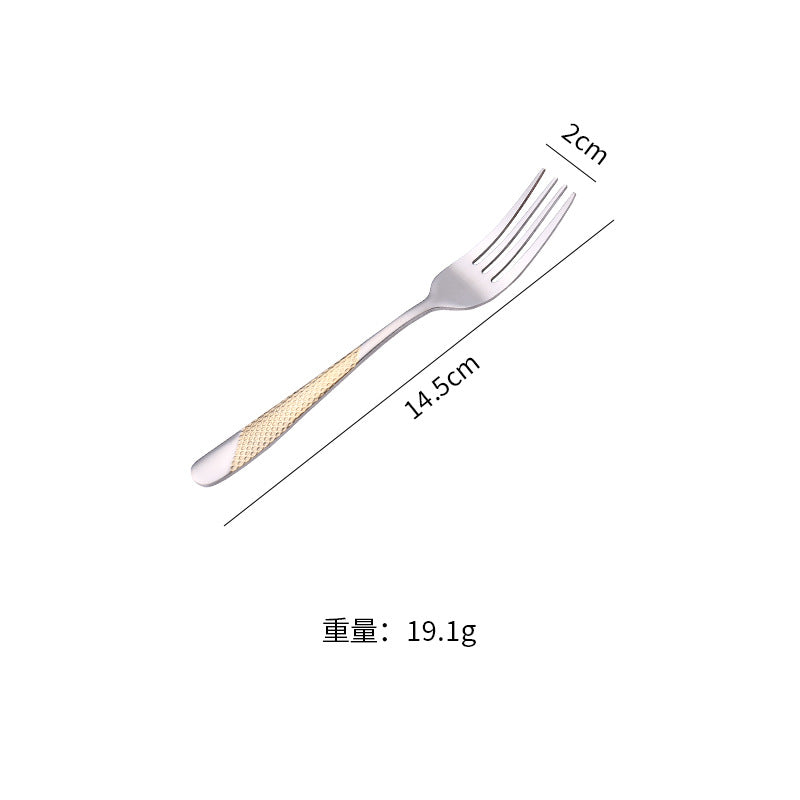 410Stainless Steel Star Diamond Western Steak Knife Fork Spoon Middle Eastern Titanium Coated Hotel Cutlery Knife Fork Spoon Partial Gold