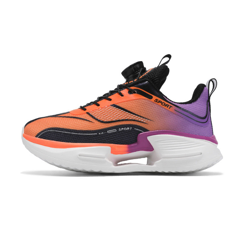 Summer Youth Breathable Mesh Rotating Button Sports Shoes Comfortable Soft Sole Men's Shoes Lightweight Non-Slip Children's Running Shoes