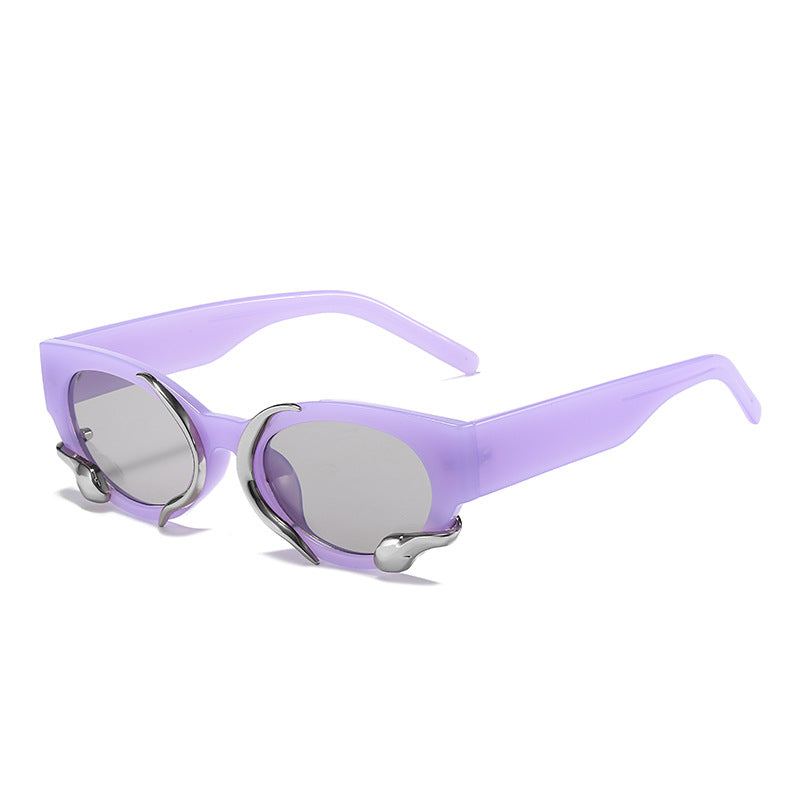 gm Same Style Women's Sunglasses Snake Small Frame Sunglasses High-End Steampunk Cat Eye Glasses shades