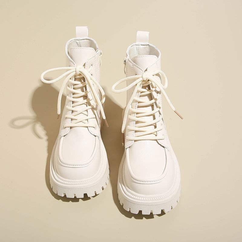 Versatile Thick-Soled Martin Boots for Women with Skirts2025Autumn New British Style Lace-up Motorcycle Ankle Boots Huiran