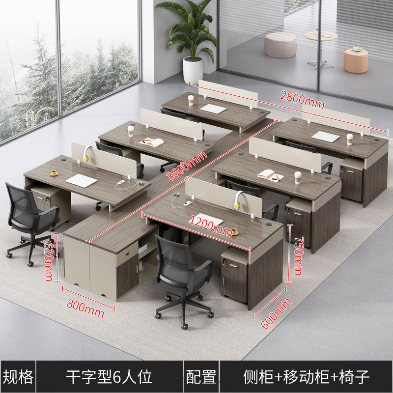 Financial Office Desk Employee Position Staff Office Desk and Chair Set Simple Modern Three-Person Company Computer Desk