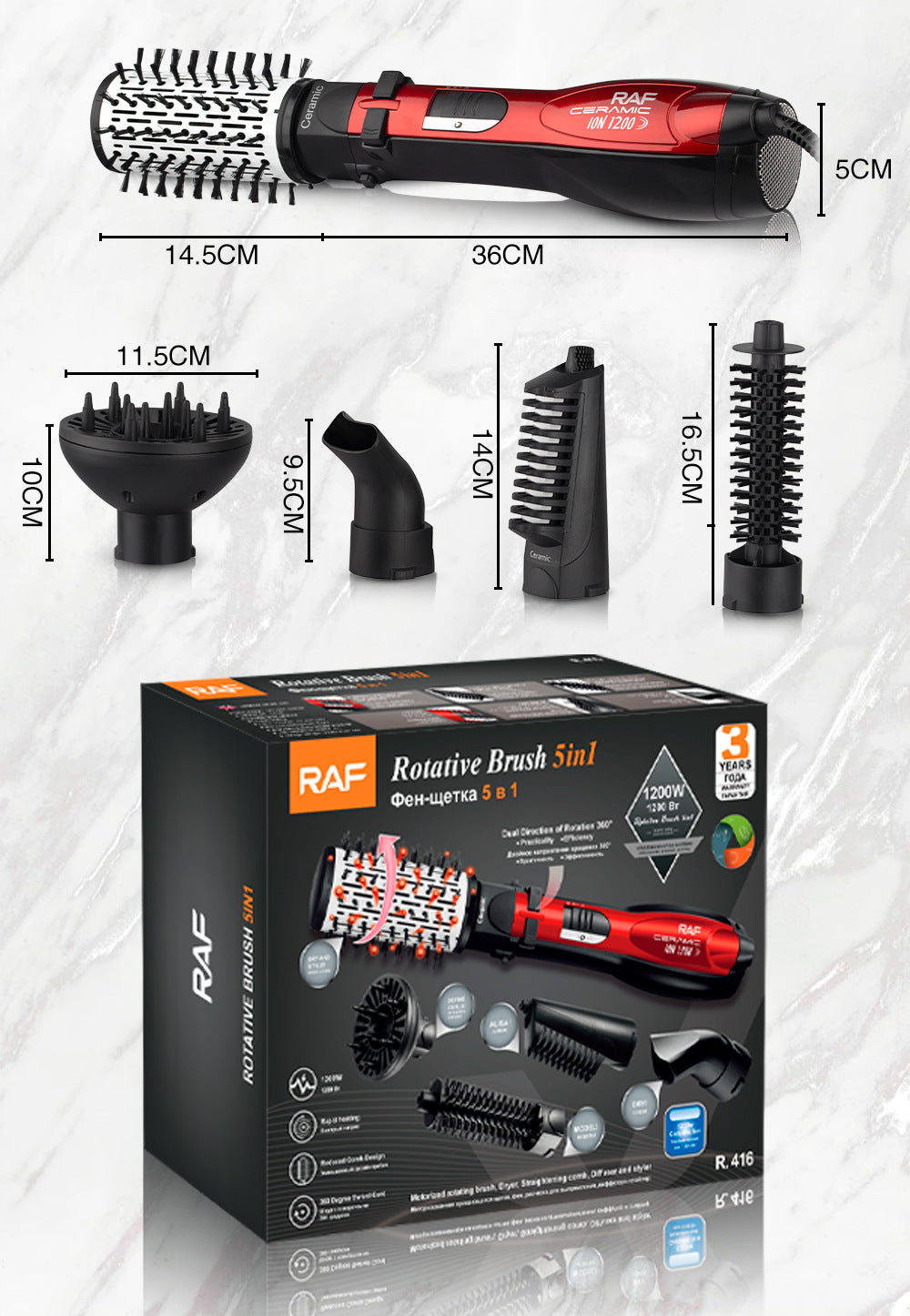 Multifunctional Curling Hair Dryer Comb Pear Flower Head High Power Household Hairdressing Styling Tool Set5