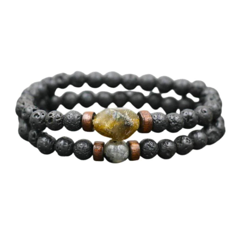 European and American Popular Natural Stone Beaded Bracelet Red Wood Grain Round Bead Stone Bracelet Wholesale