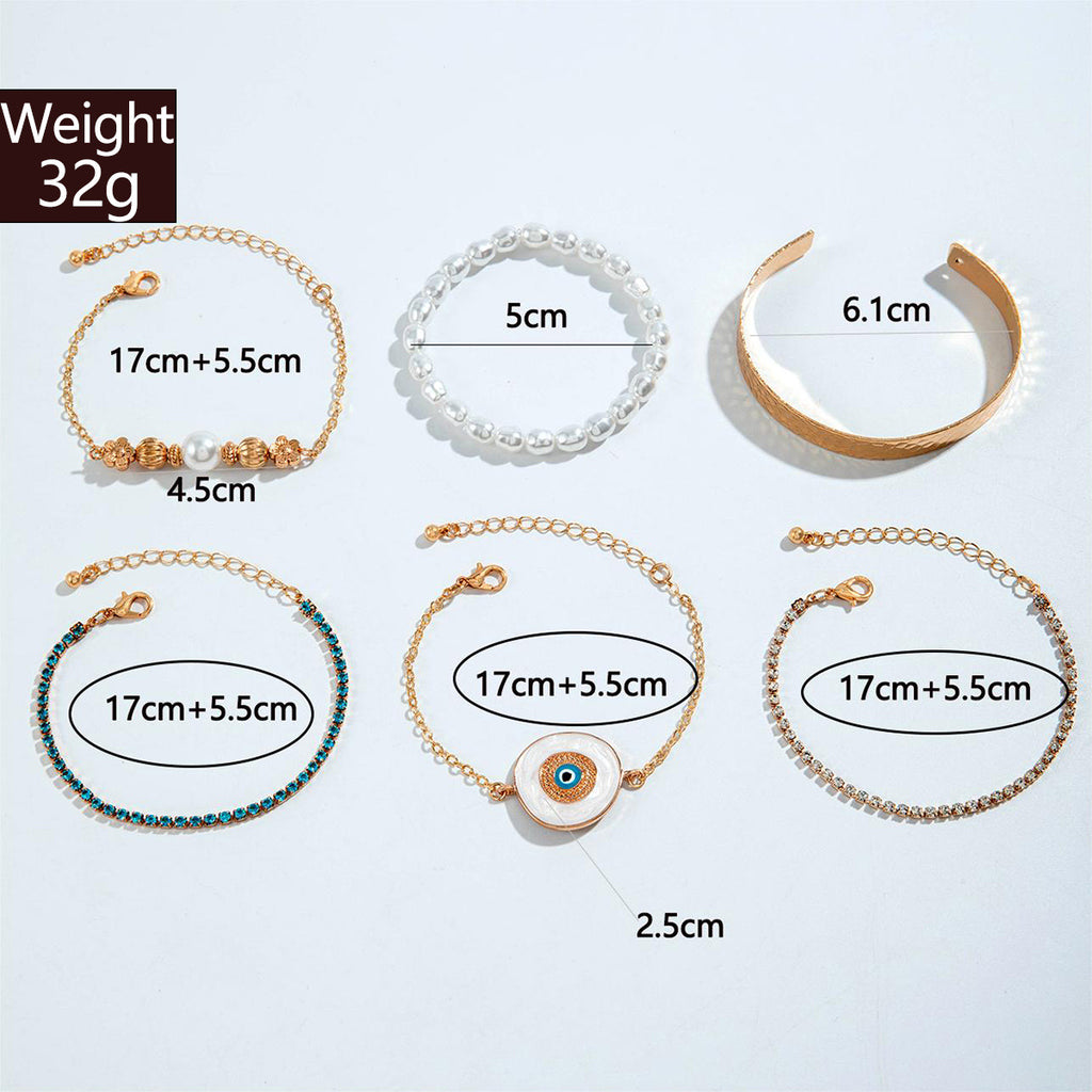 European and American Style Bracelet Bohemian Devil's Eye Bracelet Design Sense Inlaid Diamond Oil Drop Exaggerated Bracelet Set