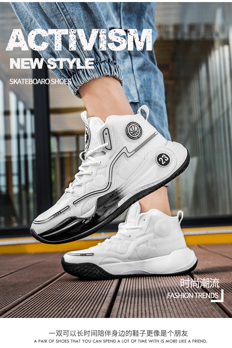Four Seasons New Non-Slip Wear-Resistant Shock-Absorbing Youth High-Top Breathable Comfortable Sports Shoes Trendy Practical Basketball Shoes
