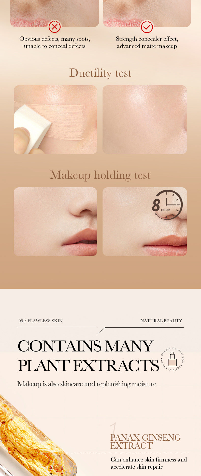 Makeup BIOAOUA Concealer Foundation Liquid Contour Lightweight Breathable Non-Cakey Cross-Border Wholesale