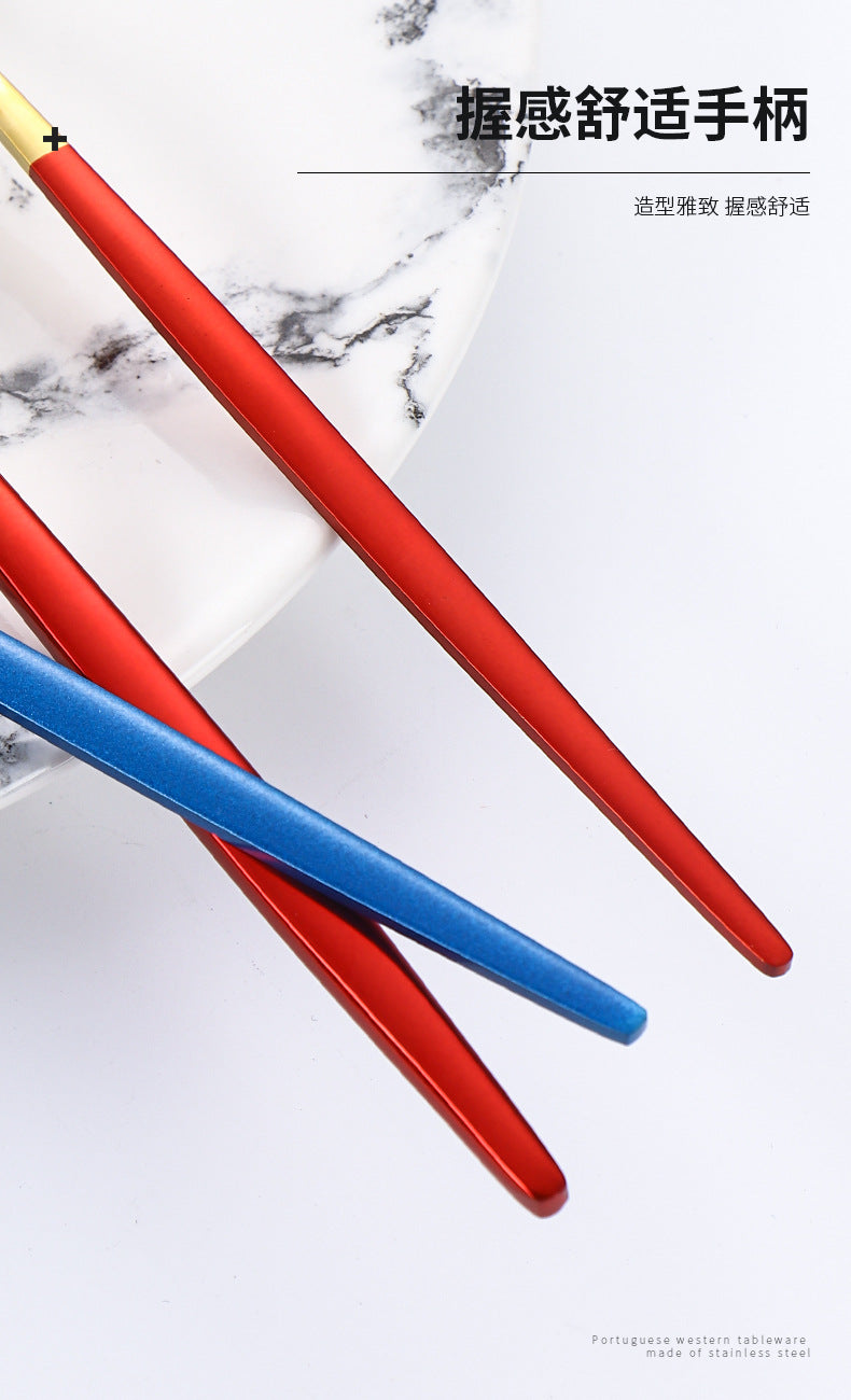 Hot-selling Portuguese Stainless Steel Tableware24Set of Western Dining gold Steak Knife Fork Spoon Gift Box Set