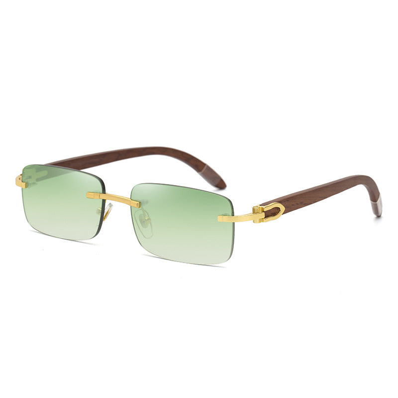 Fashion Sunglasses for Men Frameless Wooden Leg Slingshot Sunglasses Men Trendy Wooden Optical Frame sunglasses