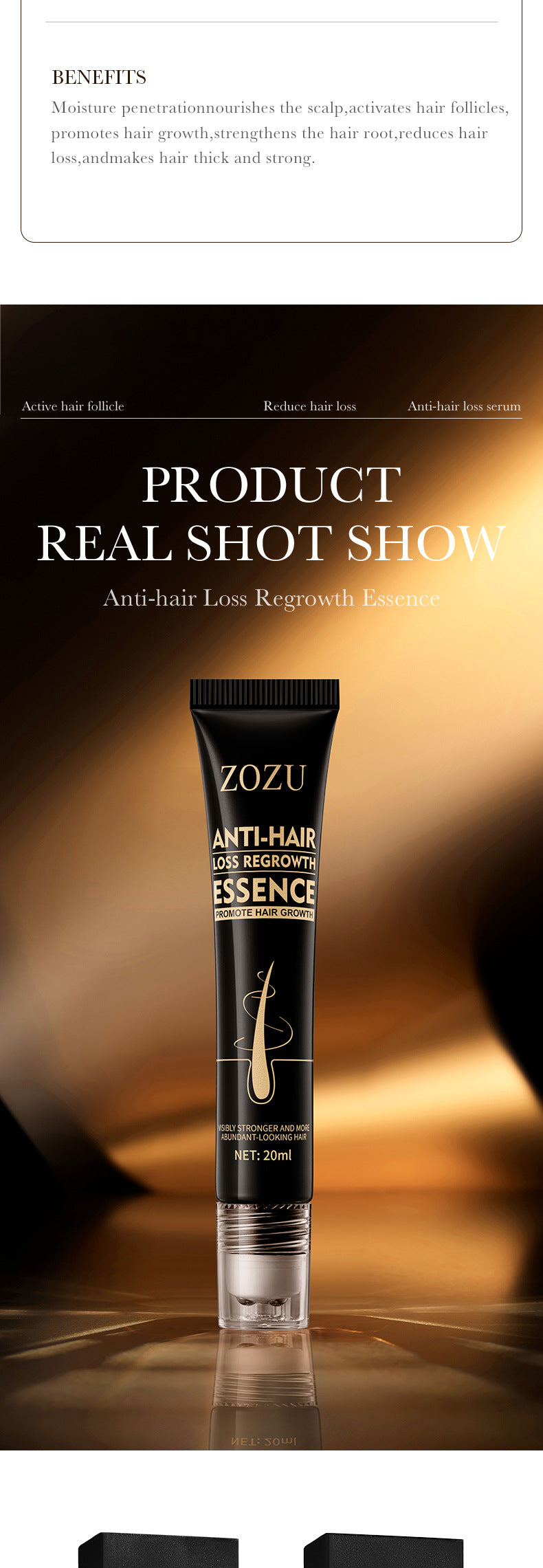 Full English Anti-Hair Loss Serum ZOZU Strengthen Hair Roots Improve Hair Loss Hair Growth Essence  Wholesale