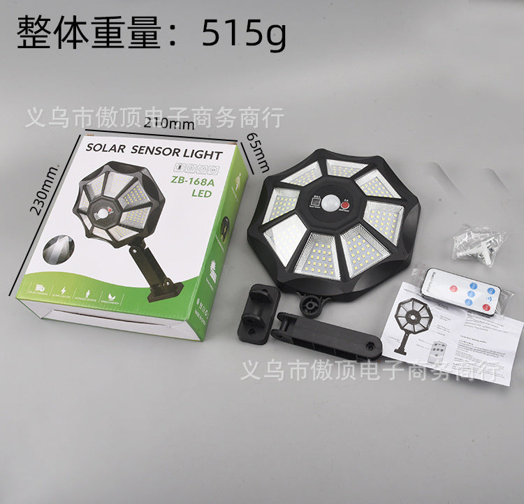 New Solar Light Outdoor Courtyard Human Body Sensing Street Light Remote Control Wall Light Waterproof Garden Garage Light