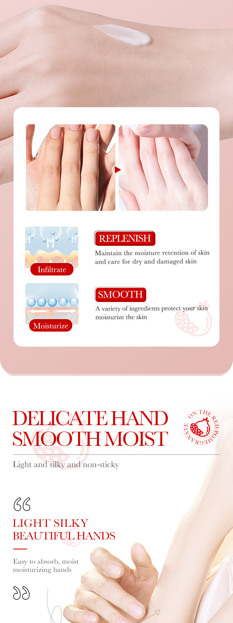 Red Pomegranate Hand Cream30g SADOER Moisturizing, moisturizing and refreshing hand cream cross-border foreign trade wholesale