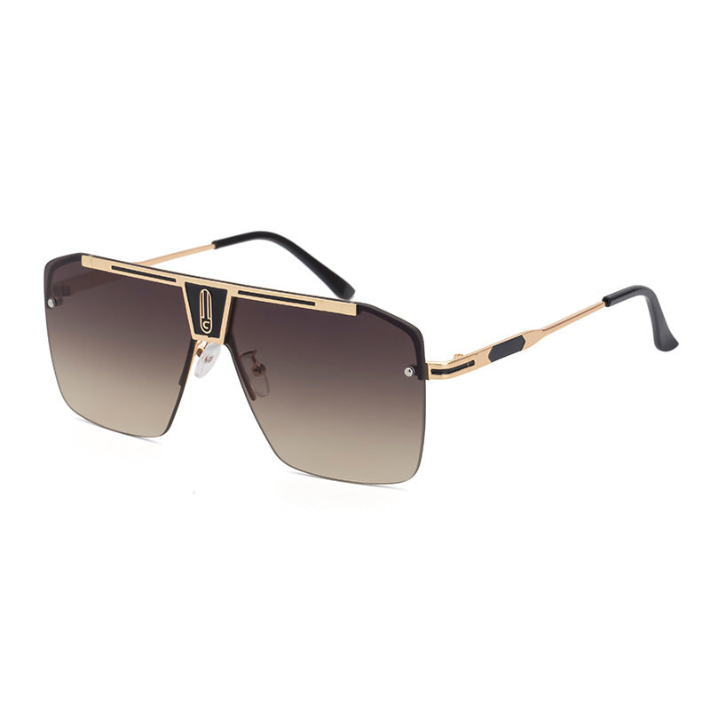 New Large Frame Sunglasses Men's Trendy Cool Fashion Street Style Square Frame Sunglasses Retro Rimless Glasses sunglasses