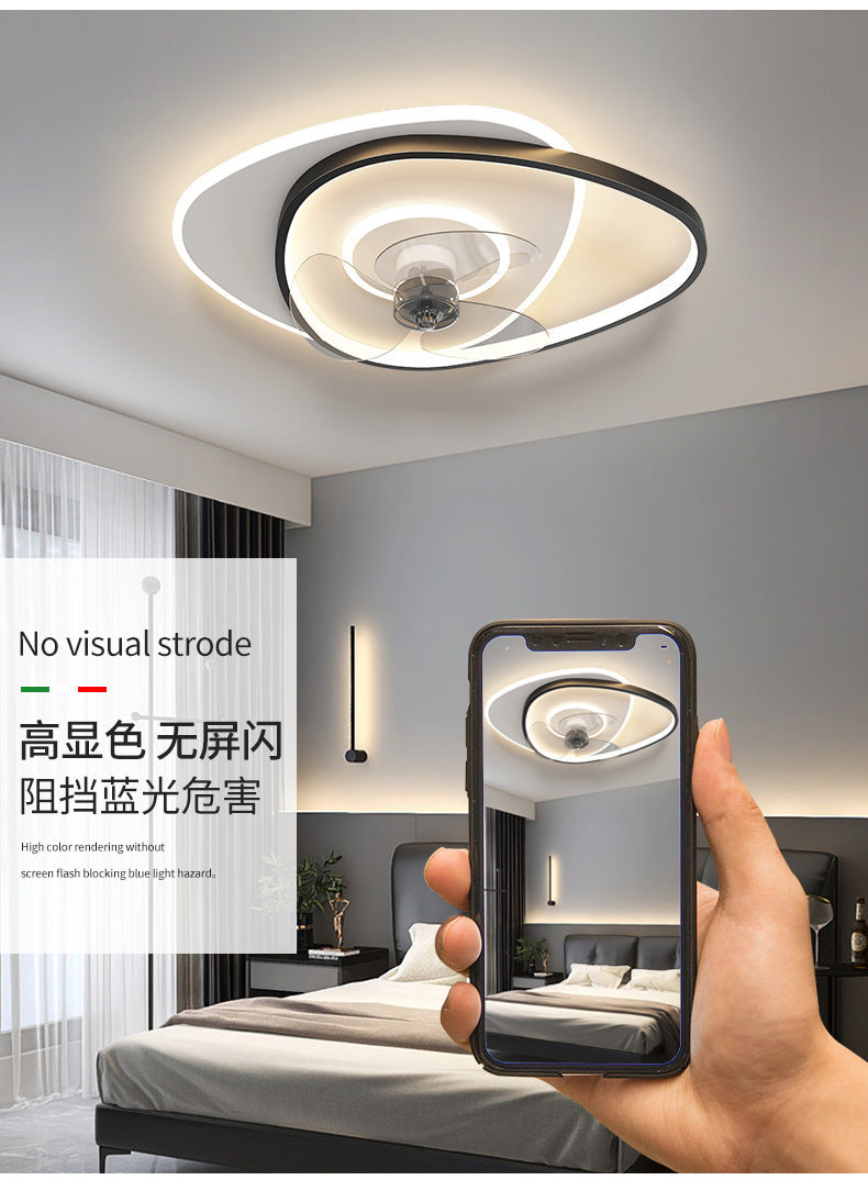 Modern Minimalist Bedroom Shaking Head Fan Light Integrated Children's Room Ceiling Light Silent Living Room Dining Room Zhongshan Lighting